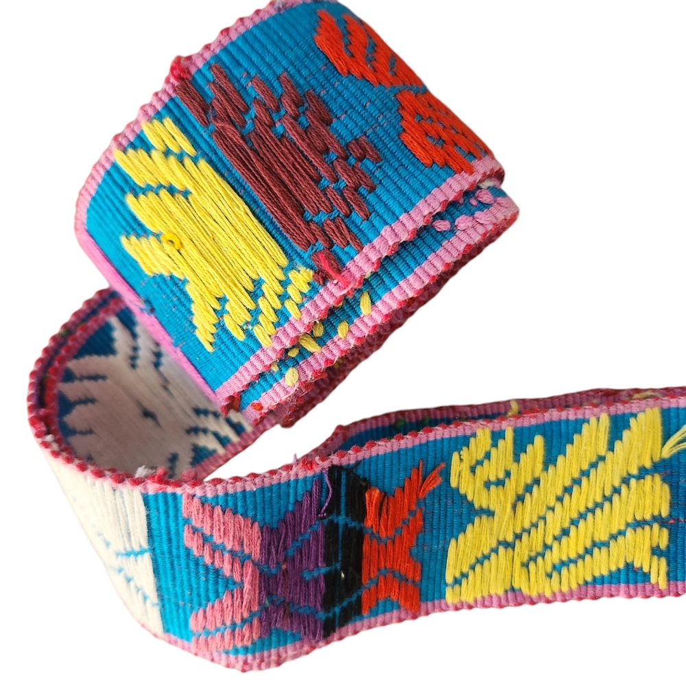 Vintage Central American  Handmade Multicolor Belt/Guitar Strap.